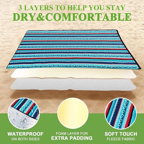 Picnic Blanket,Picnic Blanket Waterproof Foldable with 3 Layers Material,Extra Large Picnic Blanket Picnic Mat Beach Blanket 78.7"x118.1" for Camping Beach Park Hiking Fireworks,Larger & Thicker(XL) in Saudi Arabia