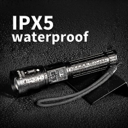 Flashlight 2 Pack, LCD Digital Display Rechargeable Flashlights 1000 High Lumens, 5 Adjustable Mode Tactical Flashlight,Waterproof flashlights for Camping Hiking Outdoor in Kuwait