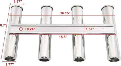 DasMarine 4 أنابيب مثبتة على الحائط 316 حامل قضيب من الفولاذ المقاوم للصدأ رف صيد السمك لمركب بحري يخت تخييم RV in Kuwait