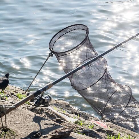 PATIKIL 59"x12" Fishing Cage Basket, Collapsible Fishing Net Nylon Fishing Bait Mesh with Anchor Bolt for Bait Storage Crayfish Minnows Shrimps in Saudi Arabia