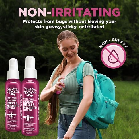 Shine Like Sable Deet-Free Insect & Mosquito Repellent 2 Pack 8oz – Kid & Pet-Safe, Pleasant Insect Repellent w/Lemongrass Oil - Insect Repellent Against Mosquitoes, Gnats, Black Flies, & No-see-ums in Saudi Arabia