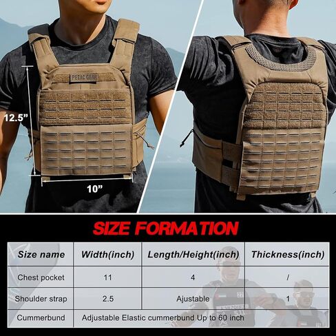 PETAC GEAR Weighted Vest Adjustable Tactical Weight Vests, Trainer Fitness Strength Endurance Workout Training Vest in Saudi Arabia