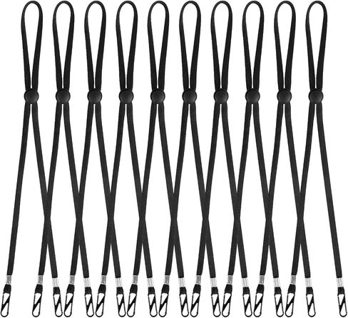 10 Pcs Hat Strap Hat Clip for Travel Hats Removable Chin Cord, Windproof Hat Strap Clips Anti-Lost Cap Strap Clips for Golfing Boating Fishing Hat Outdoor(Black) in Saudi Arabia