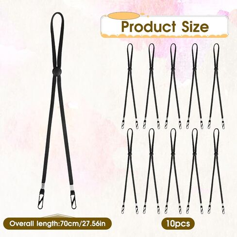 10 Pcs Hat Strap Hat Clip for Travel Hats Removable Chin Cord, Windproof Hat Strap Clips Anti-Lost Cap Strap Clips for Golfing Boating Fishing Hat Outdoor(Black) in Saudi Arabia