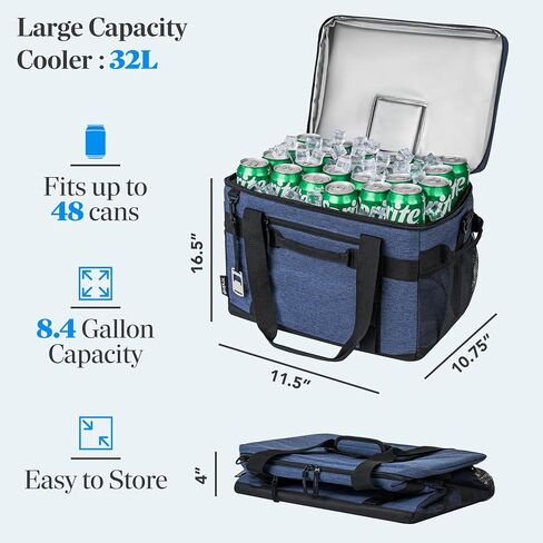 OPUX Soft Cooler Bag, Insulated Collapsible Soft Sided Portable Cooler, 48/60 Cans Leakproof Cooler for Beach Camping with Shoulder Strap, Ice Chest for Travel Road Trip Picnic in Saudi Arabia