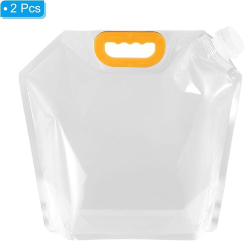PATIKIL 1.3 Gallon Collapsible Water Container Bag, 2 Pack Plastic Storage Jug Folding Water Bag for Camping, Hiking, Emergency Water Storage, Clear in Kuwait
