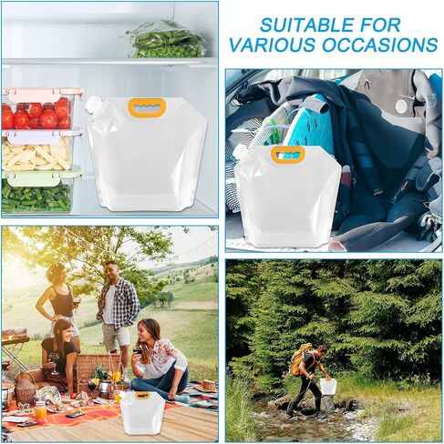 PATIKIL 1.3 Gallon Collapsible Water Container Bag, 2 Pack Plastic Storage Jug Folding Water Bag for Camping, Hiking, Emergency Water Storage, Clear in Kuwait