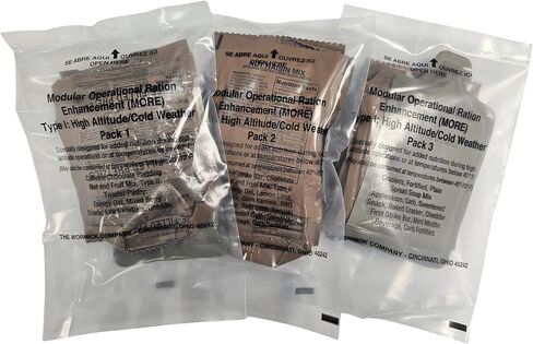 Authentic USGI M.O.R.E. (Modular Operational Ration Enhancement Food Packet) - Ration Supplement for MRE, FSR, MCW, HDR, HALAL, KOSHER or Other Rations - Approximately 1,000 Calories (Menu 2) in Saudi Arabia