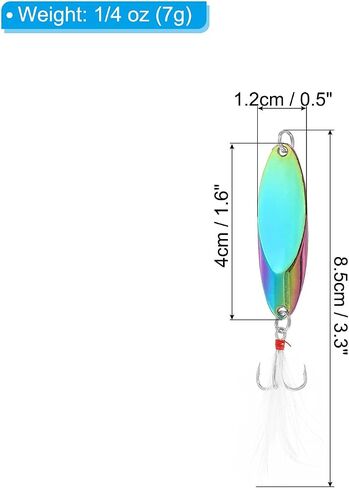 PATIKIL Fishing Spoons, Fishing Lures Casting Spoon Treble Hooks Jigs Hard Metal Spinner Bait for Freshwater Saltwater in Saudi Arabia