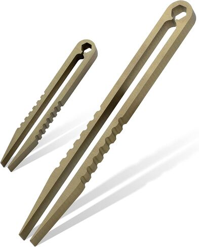 Titanium Alloy Tweezers 2pcs Portable Mini Tweezers Titanium EDC Tweezers Survival Tweezers Camping Outdoor Gadget Travel Mini Tool (Yellow) in Saudi Arabia