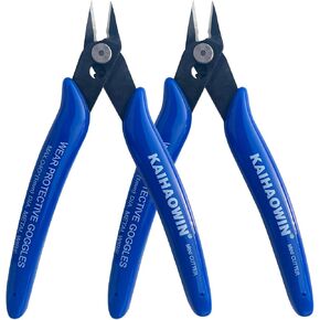 KAIHAOWIN Micro Wire Cutters with Spring, 5 Pack, 5 inch Precision Mini Flush Cutters Bulk, Nippers, Flush Cutting Pliers, Wire Snips, Small Side Cutters for Electronics Crafts Jewelry-Blue