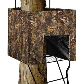 142"x35.5" Hunting Blinds, Deer Hunting Tree Stand Blind Cover, Universal Camo Tripod Deer Stand Accessories for Turkey, Elk, and Moose Hunting, Large Size with Silent Zips and 2 Pocket