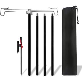 Lantern Stand Pole 25/73in Adjustable Portable Lamp Stand Hook Collapasible Light Stand Holder for Camping Fishing Picnic BBQ Outdoor Activities