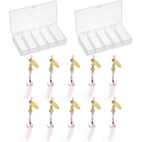 PATIKIL Fishing Lures Spinnerbait, 10Pack Trout Lures Rooster Tail Fishing Lures Treble Hooks Trout Spinners 1/8 oz for Freshwater Saltwater Fishing, Gold Tone