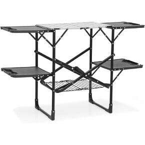 MADOG Portable Folding Camping Table for Camp Picnic Travel Hiking Patio Garden Backyard BBQ Party Aluminum Tabletop Foldable Lightweight Indoor Kitchen Cooking Table with Easy Carry Handle, Black