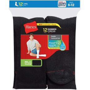 Crew Socks (184V12) Black, 10-13