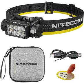 Nitecore HC65 UHE 2000 Lumen Heavy Duty Metal Headlamp, USB-C Rechargeable with White, Red, and Reading Lights Sticker for Camping, Hiking, Hunting, and Industrial Works