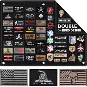 Patch Display Board, Two-Sided Tactical Patch Display Organizer for Collection Military Army Combat Morale Emblems 43 Inches x 27.5 Inches with 3 Flag Patch