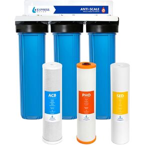 Express Water WH300SCGS Whole House Water Filtration System, Stainless Steel 23.5" x 8.5" x 30"