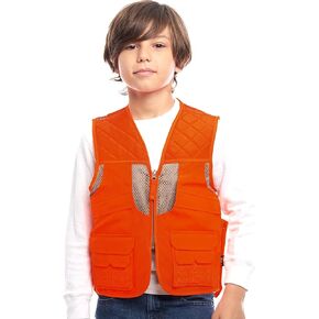 TrailCrest Kid's Orange Safety Deluxe Front Loader Vest High Visibility- Deer Hunting Construction Engineers
