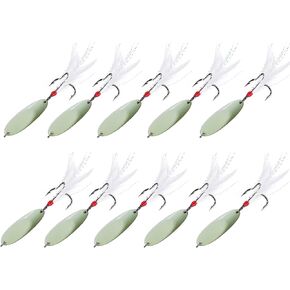 Casting Fishing Spoons Lures Saltwater Jigging Spoons Fishing Tackle Bait with Treble Hooks Hard Metal Spoon Lures for Salmon Bass
