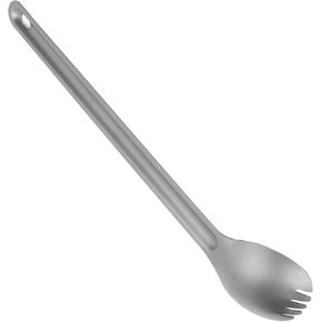 Long Handle Spork or Spoon Lightweight Long Handle Spork/Spoon Metal Cutlery Set for Outdoor Camping Hiking Backpacking(Long Handle Spork)