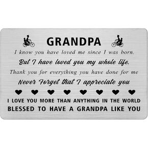 Yobent Grandpa Gifts - Best Grandfather Birthday Gifts Card, Thank You Grandpa Gift Ideas, I Love My Grandpa Wallet Card for Men, Christmas Father's Day Gift from Grandkid Grandaughter Grandchildren