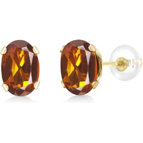 Gem Stone King 10K Yellow Gold Yellow Sapphire Stud Earrings For Women (1.23 Cttw, Gemstone Birthstone, Oval 6X4MM)
