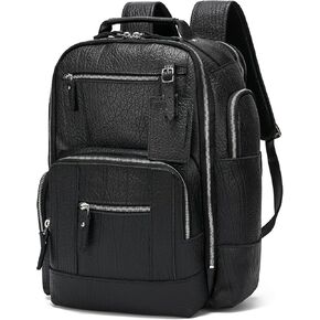 LANNSYNE Vintage Genuine Leather Backpack for men, 15.6" Laptop Backpack Travel Camping 24L Rucksack