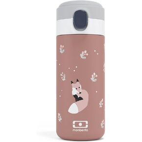 MONBENTO - Insulated Water Bottle MB Pop cinnamon Fox - 11 floz/360ml Leakproof Metal Water Bottle - Keeps Drinks Hot/Cold - Stainless Steel Bottle for Kids & Adult - Sports Cap - BPA Free - Fox