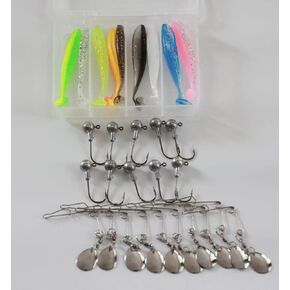 Spinnerbite DIY by Yourself A Box Set Includes Colorado Blade＆JigHead ＆Soft Bait. Bass Fishing Lure. Double Strong attracting.