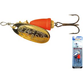 Blue Fox Classic Vibrax Spinner, 1/4-Ounce, Gold/Fluorescent Red