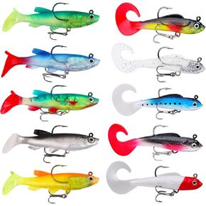 Pre-Rigged Soft Fishing Lures, Swimbaits for bass Fishing, Trout Lures for River Fishing,Fishing Gifts for Men, 3.62'' Fishing Bait for Freshwater Saltwater