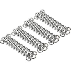 4 Pack Tent Spring Buckle - Windproof Stainless Steel Rope Tensioner Awning Spring Hook, Apply to Camping Hiking (Silver Tone)