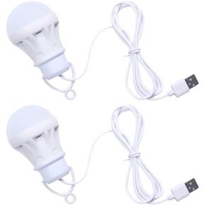 BESPORTBLE 2pcs USB LED Light Bulb Dimmable USB Powered Camping Lantern Lamp Hanging Outdoor for Truck Tent Emergency Fishing Boat Hiking Garden Barbecue