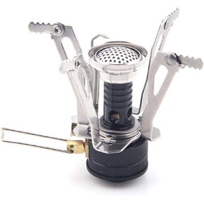 Backpacking Stove Portable Camping Stove with Piezo Ignition Stable Supports Ultralight Stove for Camping Hiking and Backpacking Trips Cooking (Black)