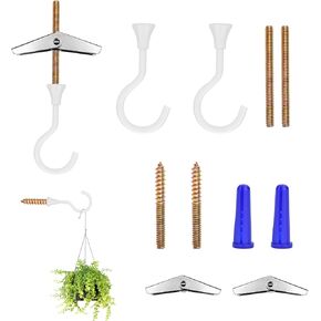 AccEncyc Large Swag Hooks Heavy Duty Ceiling Hooks for Plants White Ceiling Hangers for Hanging Light Chandelier Hook Ceiling Installation Cavity Wall Fixing(2 Pack)