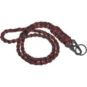 PATIKIL 21.7 Inch Paracord Neck Lanyard Keychain, Braided Strong Lanyard with Hook Clip and Key Ring for Outdoor Activities, Black&Red