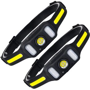 Long Lasting headlight with waving control - Lightweight Headlamp (2 PCs) - Camping Essentials - LED Head Lamp for Hiking, Running, and Camping - 8 light Modes, Type-C Fast Charging - weigh 3 ounces in Kuwait