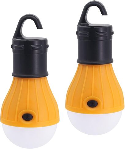 2 حزمة من مصابيح خيمة LED المحمولة للتخييم والمشي لمسافات طويلة، معدات تخييم تعمل بالبطارية للاستخدام الخارجي والداخلي (أصفر + أصفر) in Saudi Arabia