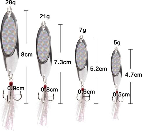 Casting Fishing Spoons Lures Saltwater Jigging Spoons Fishing Tackle Bait with Treble Hooks Hard Metal Spoon Lures for Salmon Bass in Saudi Arabia