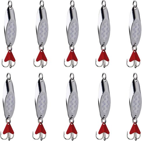 Casting Fishing Spoons Lures Saltwater Jigging Spoons Fishing Tackle Bait with Treble Hooks Hard Metal Spoon Lures for Salmon Bass in Saudi Arabia