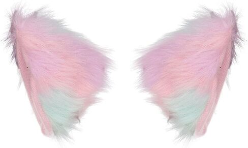 HXINFU Cat Fox Long Fur Ears Hair Clip Animal Cosplay Costume Kit Fancy Dress Halloween Party (2 PCs) in Saudi Arabia