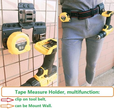 Tape Measure Holder, Tape Measure Holder for Belt, Black Tape Measure Holder with 4pcs Tape Measure Belt Clip/Tape Measure Clips for Belt, Clip on Tape Measure Holder. in Saudi Arabia