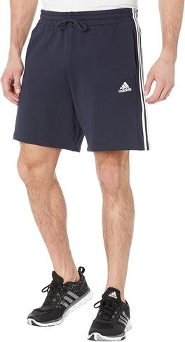شورت رجالي من adidas Essentials French Terry 3-Stripes، أحمر ساطع، متوسط in Saudi Arabia