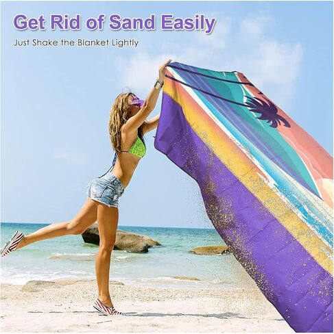 BeeGreen Beach-Gifts-Sandproof-Blanket - حصيرة الشاطئ للضروريات الخارجية، بطانية كبيرة للعطلات والتخييم والنزهات، ملحقات الشاطئ التي يجب أن تمتلكها للسفر والمشي لمسافات طويلة للبالغين وألعاب الشاطئ in Kuwait