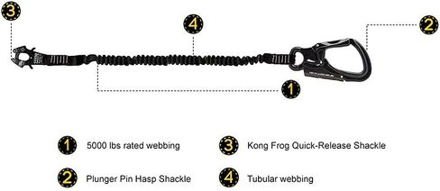 خطاف ربط ممتص للصدمات - Fusion Climb® - (تصنيف 5000 رطل) ضفدع سال كونج الاحترافي - لتسلق الجبال، الحماية من السقوط، الأسقف، البناء، حبل أمان - خطاف ضفدع كبس in Kuwait