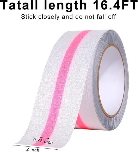 XURI Anti Slip Tape Clear Grip Tape with Blue Luminous Stripe,2Inch x 16.4Ft, Heavy Duty Non Skid Tape Waterproof,Soft,Comfortable for Bare Feet, Traction Tape for Stairs,Tread Step, Indoor, Outdoor in Saudi Arabia