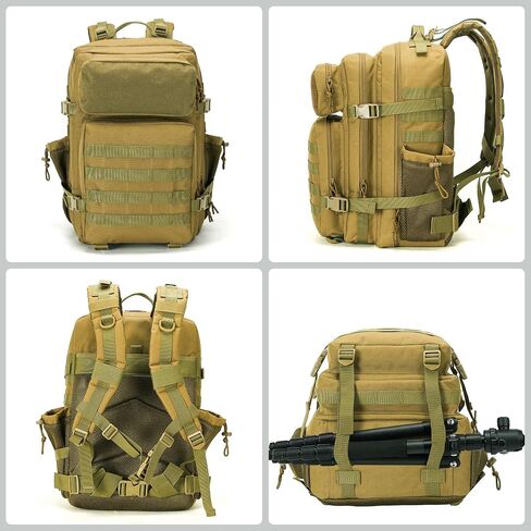 Tactical Backpack - Military Molle Bag 3 Days Pack for men and Women Large Assault Rucksack 45L (Khaki) in Kuwait
