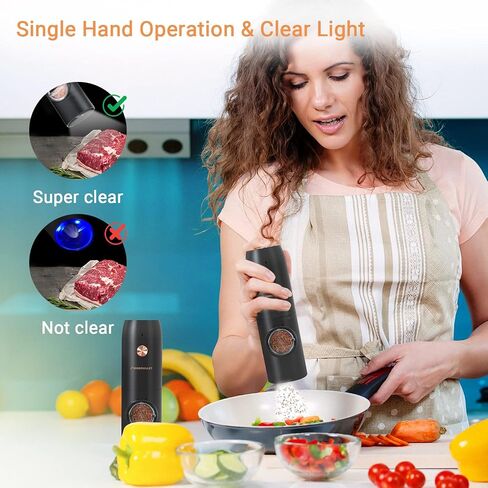 NIDOUILLET Electric Salt and Pepper Grinder Set Rechargeable, Automatic Salt and Pepper Mill Grinder with Adjustable Coarseness and LED Light, One-Hand Operated Stainless Steel Salt Pepper Mill 2PCS in Saudi Arabia